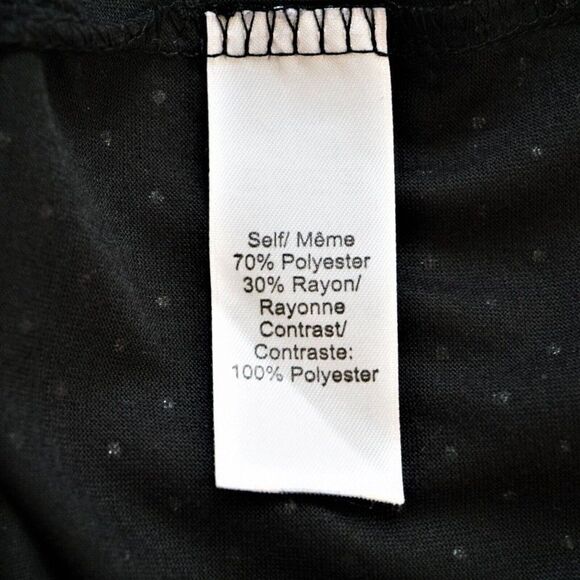Studio Y Womens Top Swiss Dot Black Silver Contrasting Hem Size XL Blouse - Picture 8 of 8